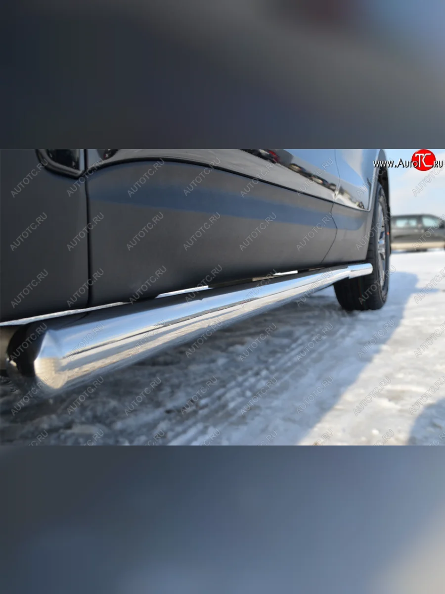 Защита порогов на SLITKOFF Honda CR-V RE1,RE2,RE3,RE4,RE5,RE7 дорестайлинг (2007-2010) (С закругленными торцами, вариант №3)  в Керчи Республика Крым