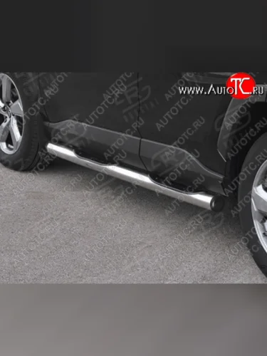 Защита порогов (Ø 76 мм с проступью, нержавейка) Russtal (С заглушками на торцах) Honda CR-V RE1,RE2,RE3,RE4,RE5,RE7 дорестайлинг (2007-2010)