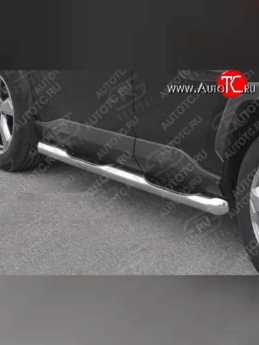 Защита порогов (Ø 76 мм с проступью, нержавейка) Russtal (С закругленными торцами) Honda CR-V RE1,RE2,RE3,RE4,RE5,RE7 дорестайлинг (2007-2010)