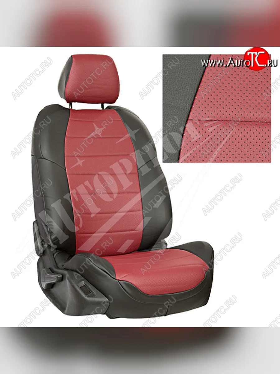 Чехлы сидений AUTOPILOT Экокожа (задние спинка и сиденье 40/60)  Chevrolet Spark (2010-2022) M300 (Черный + Бордовый)  с доставкой в г. Пермь