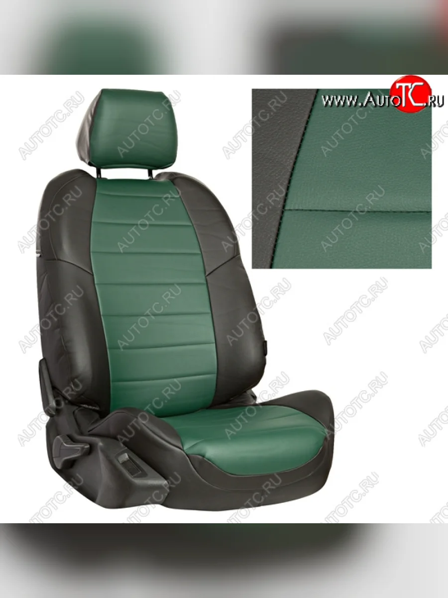 Чехлы сидений AUTOPILOT Экокожа (задние спинка и сиденье 40/60)  Chevrolet Spark (2010-2022) M300 (Черный + Зеленый)  в Самаре Самарской области