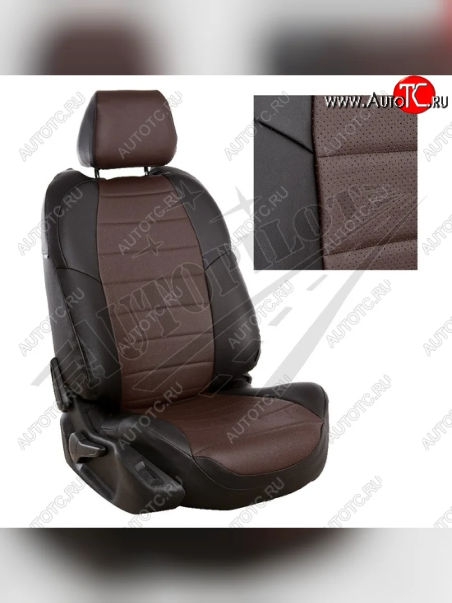 Чехлы сидений AUTOPILOT Экокожа (задние спинка и сиденье 40/60)  Chevrolet Spark (2010-2022) M300 (Черный + Шоколад)  в Самаре Самарской области
