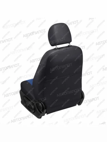 Чехлы на сиденья Алькантара (раздел. 40/60 без подлокот. экокожа) Автопилот (черный/синий) Skoda Rapid NH3 дорестайлинг лифтбэк (2012-2017)