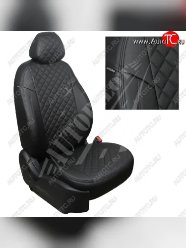 Чехлы сидений AUTOPILOT Экокожа Ромб (задние сиденье и спинка 40/60) (Черный + Черный) Suzuki Grand Vitara ( JT 5 дверей,  JT) (2005-2016) дорестайлинг, 1-ый рестайлинг, 2-ой рестайлинг, 3 двери 2-ой рестайлинг