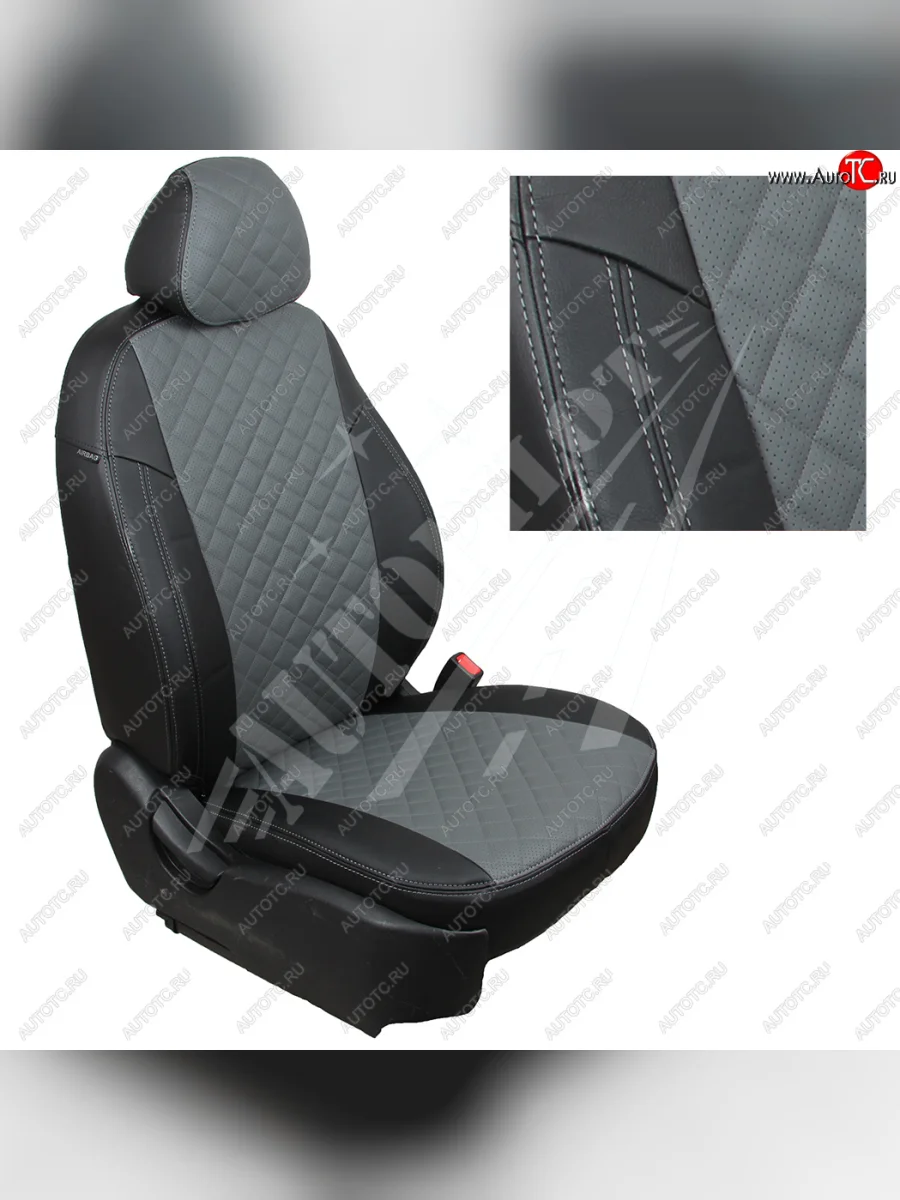 Чехлы сидений AUTOPILOT Экокожа Ромб (задние сиденье и спинка 40/60)  Suzuki Grand Vitara (2005-2016) JT 5 дверей, JT (Черный + Серый)  в Самаре Самарской области