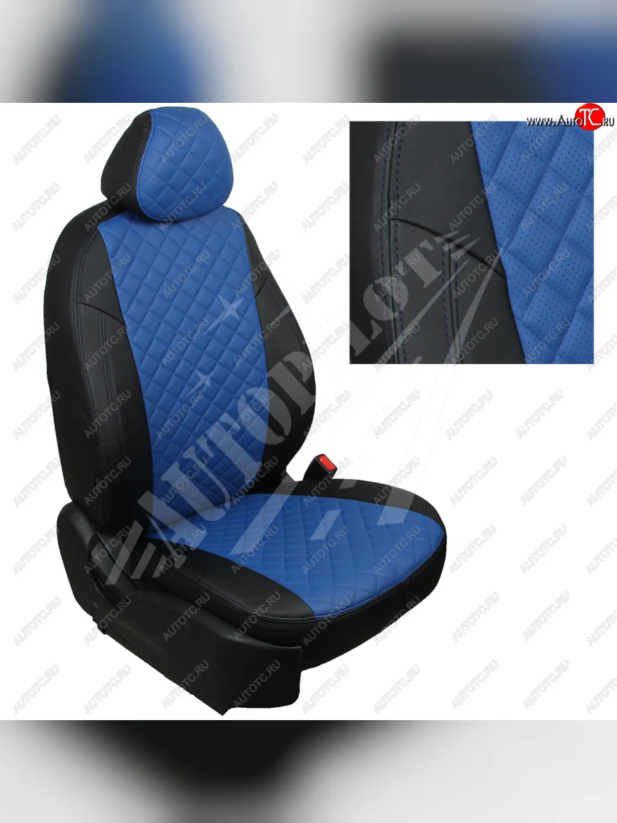 Чехлы сидений AUTOPILOT Экокожа Ромб (задние сиденье и спинка 40/60)  Suzuki Grand Vitara (2005-2016) JT 5 дверей, JT (Черный + Синий)  в Самаре Самарской области