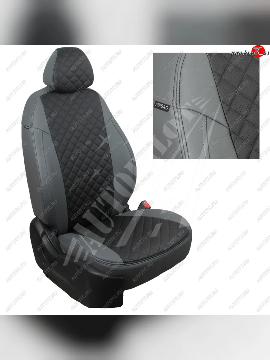 Чехлы сидений AUTOPILOT Экокожа Ромб (задние сиденье и спинка 40/60)  Suzuki Grand Vitara (2005-2016) JT 5 дверей, JT (Серый + Черный)  в Самаре Самарской области