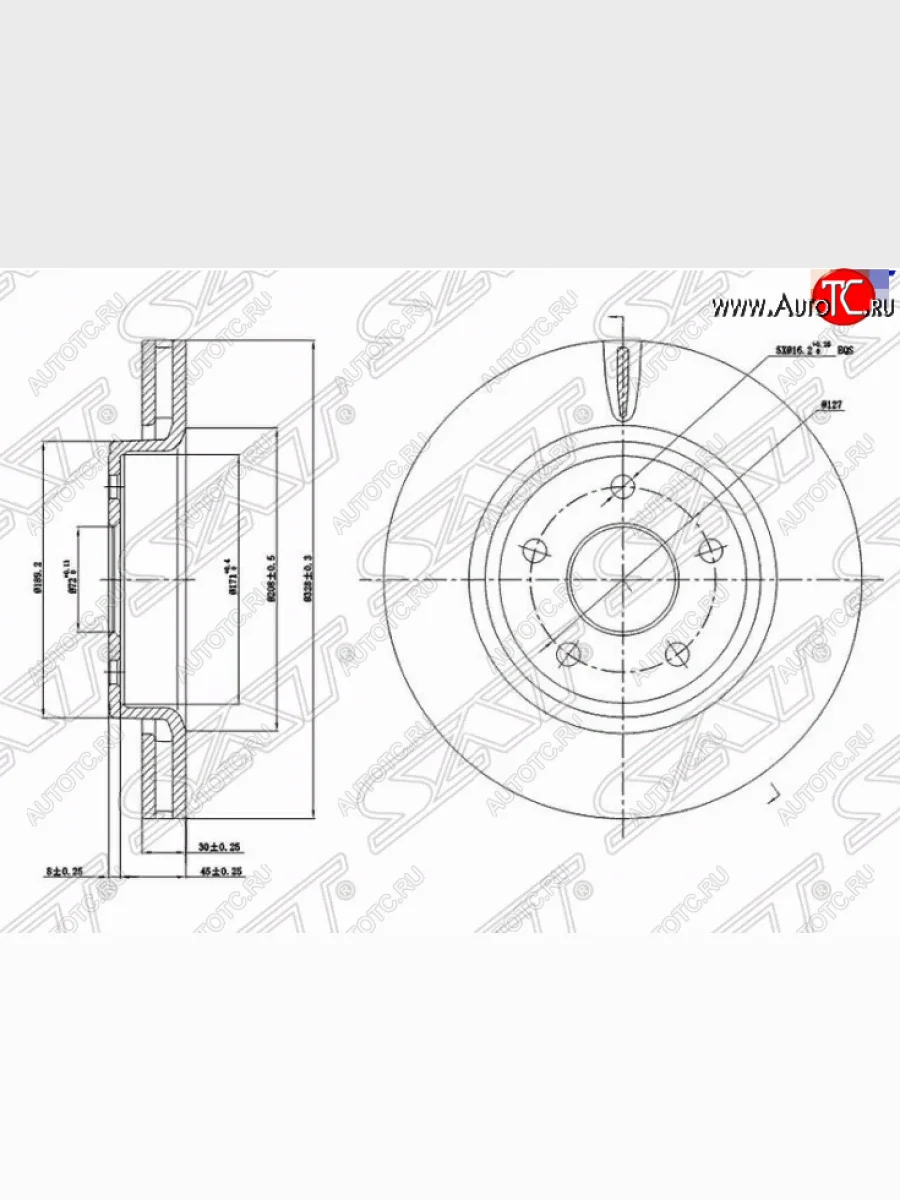Передний тормозной диск SAT (вентилируемый, d 328 мм) Jeep Commander (2006-2010)  в Керчи Республика Крым