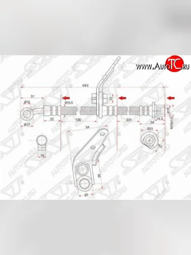 Левый передний тормозной шланг SAT (Таиланд) Honda Accord 7 CL седан дорестайлинг (2002-2005)