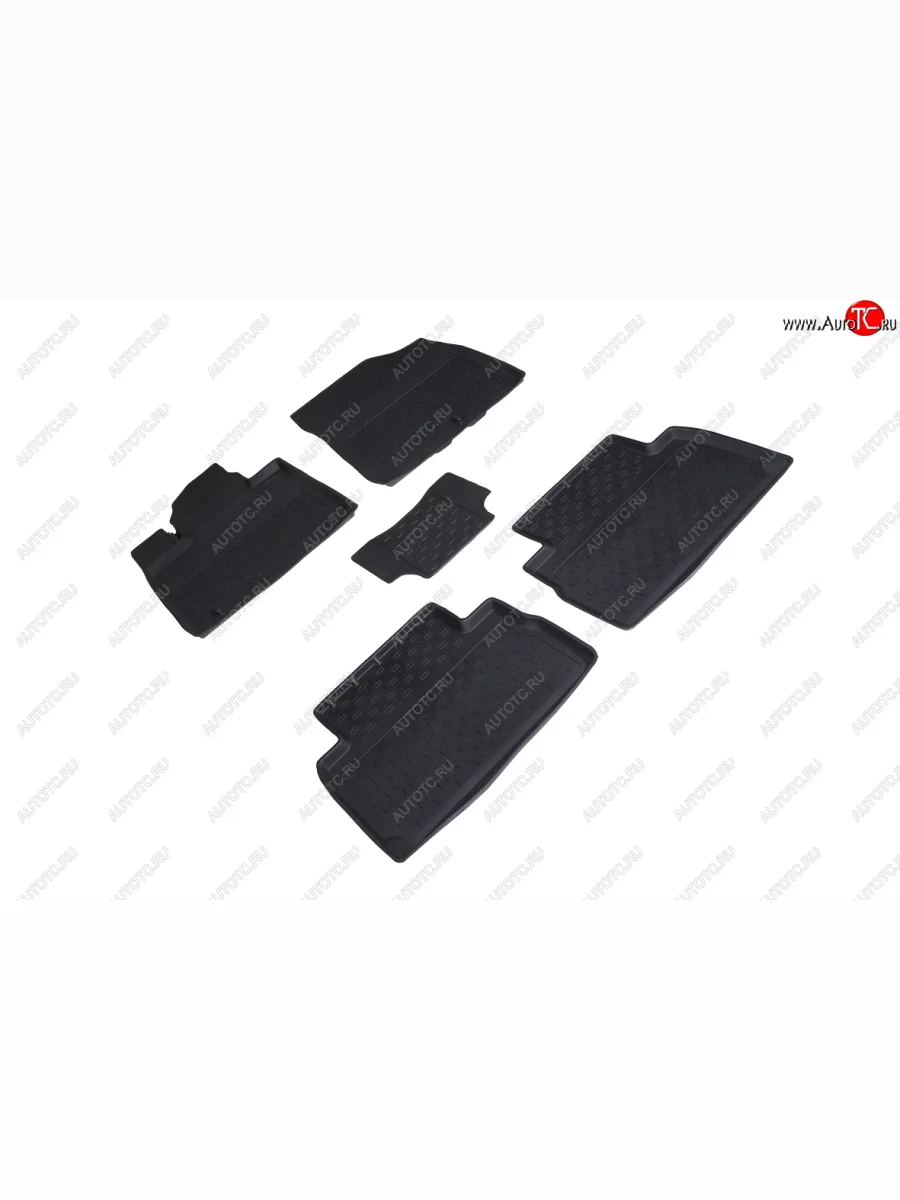 Коврики в салон SeiNtex (резина, высокий бортик, 5 мест) Hyundai Santa Fe TM рестайлинг (2020-2022) (Черный)  с доставкой в г. Керчь