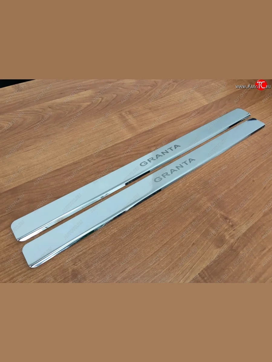 Накладки порожков салона INOX (4 шт.) Лада ВАЗ Гранта FL 2192 хэтчбек (2018-2025) (нержавеющая сталь)  в Перми Пермском крае