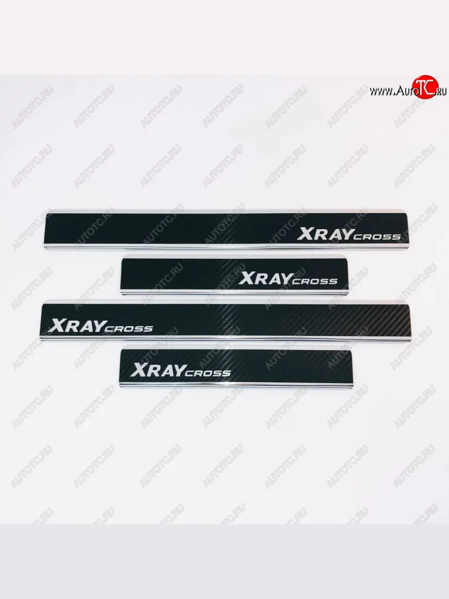 Накладки порожков салона INOX (Cross)  Лада ВАЗ XRAY Cross (2018-2022) (Нержавеющая сталь + карбон)  в Воронеже Воронежской области