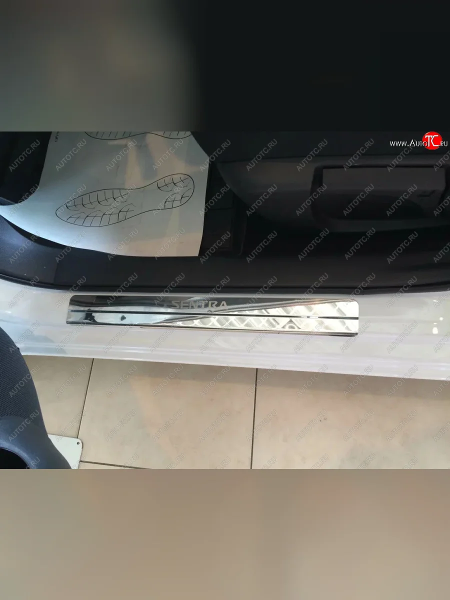 Накладки порожков салона INOX Nissan Sentra 7 B17 седан (2014-2017) (Нержавеющая сталь)  в Самаре Самарской области