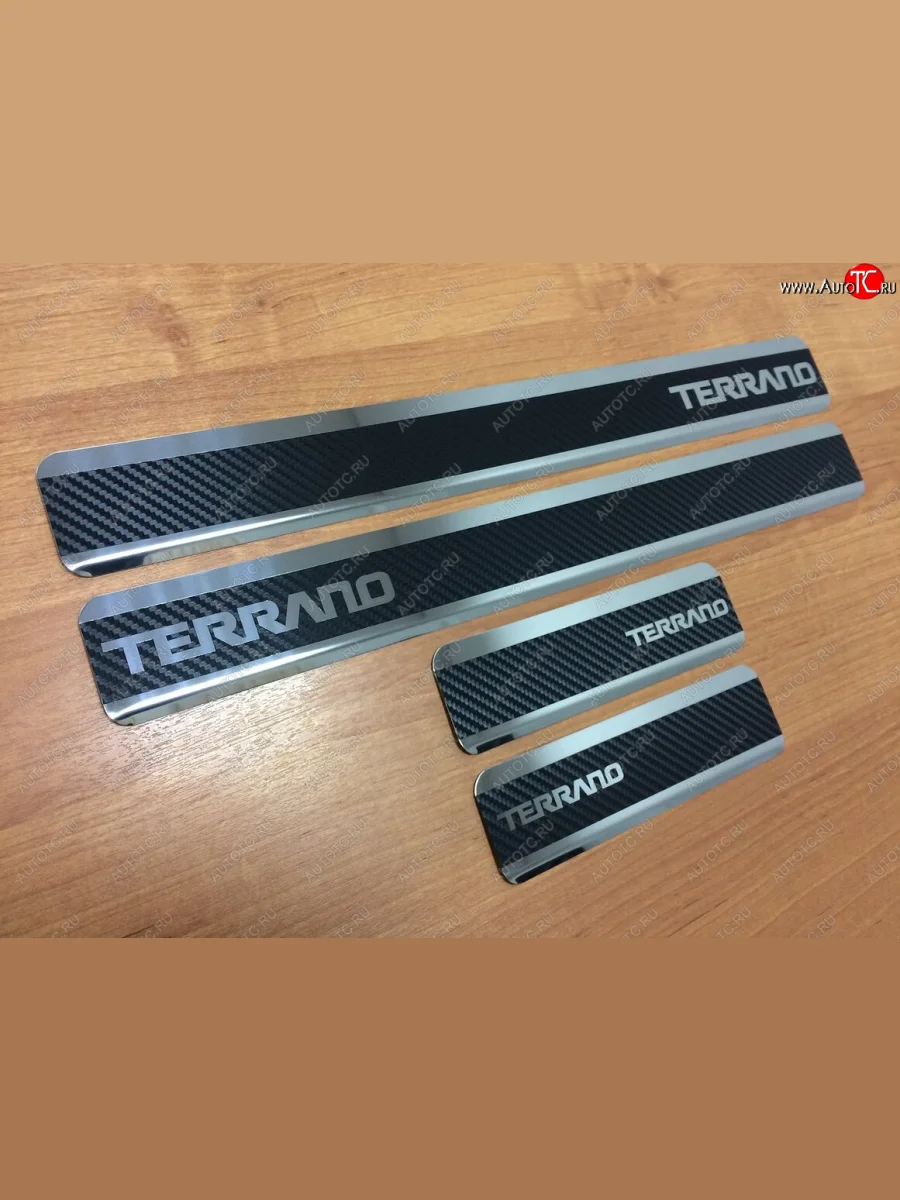 Накладки порожков салона INOX Nissan Terrano D10 дорестайлинг (2013-2016) (Нержавеющая сталь + карбон)  в Воронеже Воронежской области