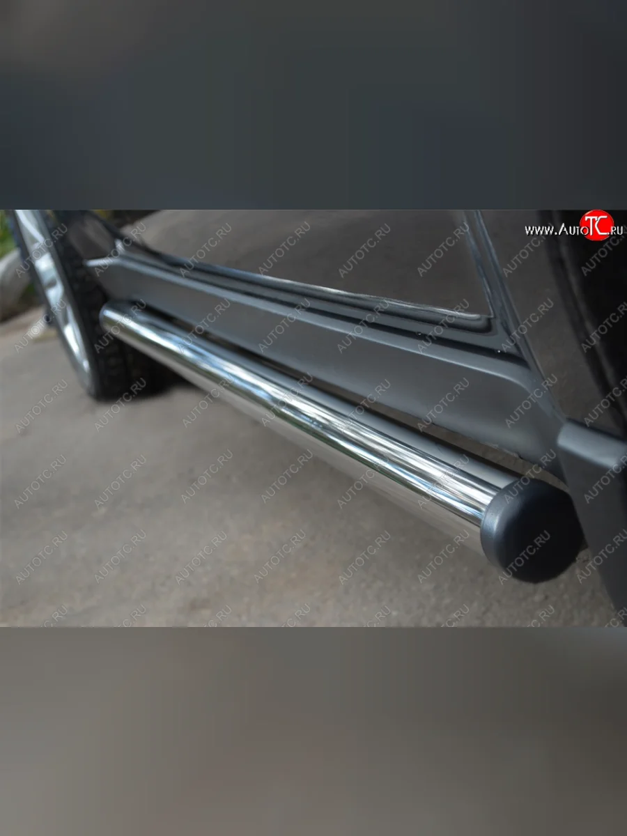 Защита порогов на SLITKOFF (труба D63 мм) Subaru Forester SH (2008-2013) (Защита порогов с загрушками на торцах (вариант 2))  в Керчи Республика Крым