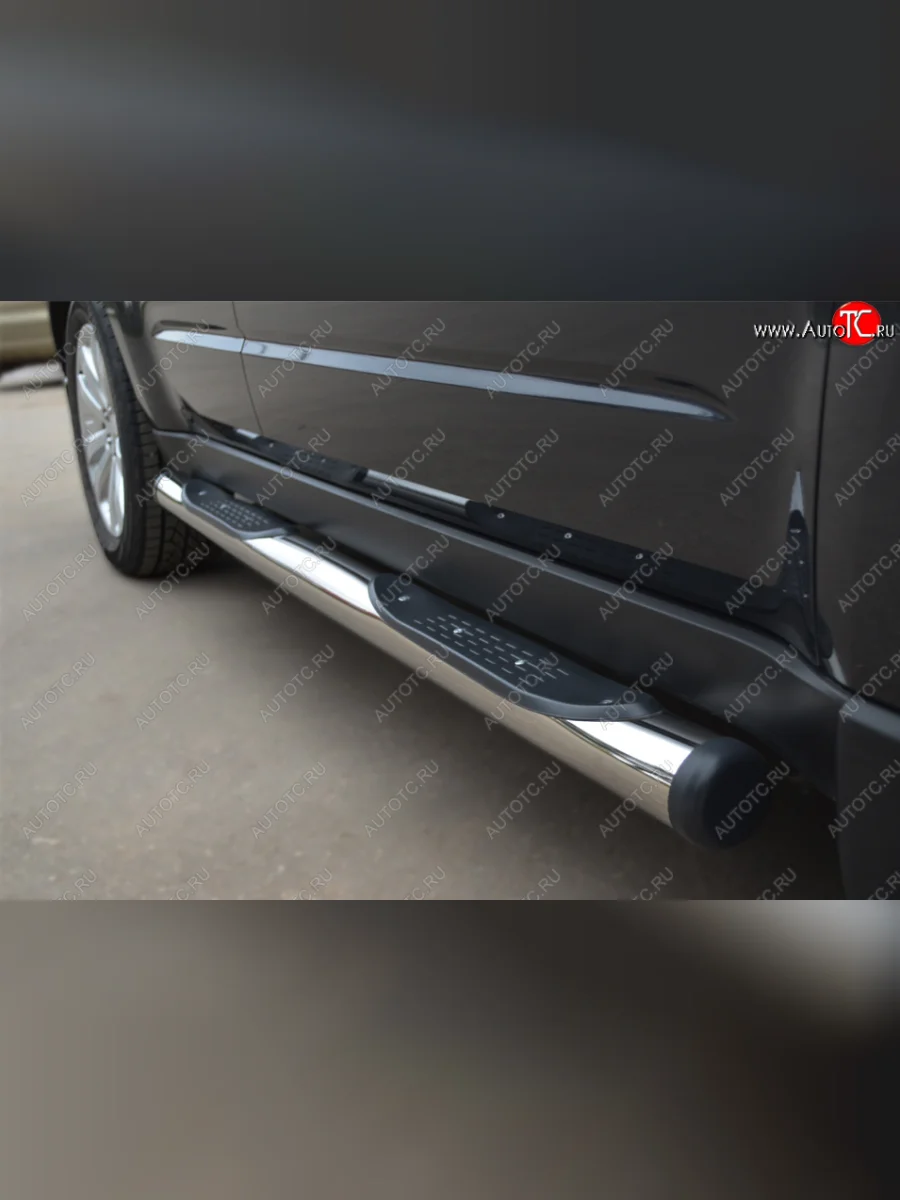 Защита порогов (Ø76 мм, с проступью, нержавейка) SLITKOFF  Nissan X-trail (2007-2011) 2 T31 (с пластиковой заглушкой на торцах)  в Самаре Самарской области