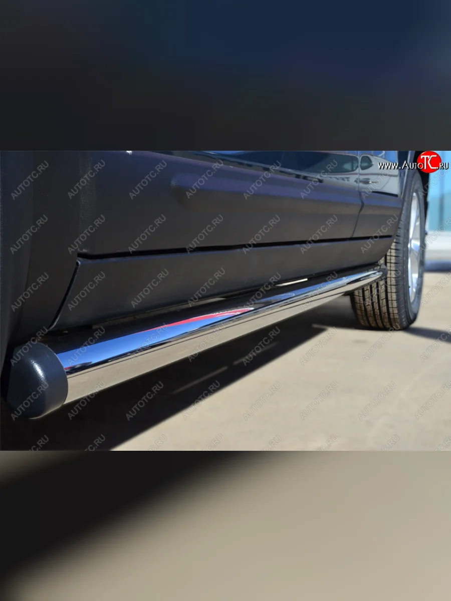 Защита порогов на SLITKOFF (труба D63 мм) KIA Sorento UM/Prime рестайлинг (2018-2020) (Защита порогов с заглушками на торцах (вариант 2))  в Самаре Самарской области