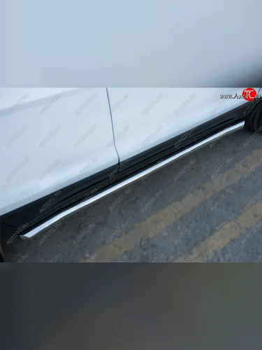 Защита порогов (труба D63 мм) SLITKOFF (Защита порогов с заглушками на торцах (вариант 2)) Ford EcoSport дорестайлинг (2013-2019)