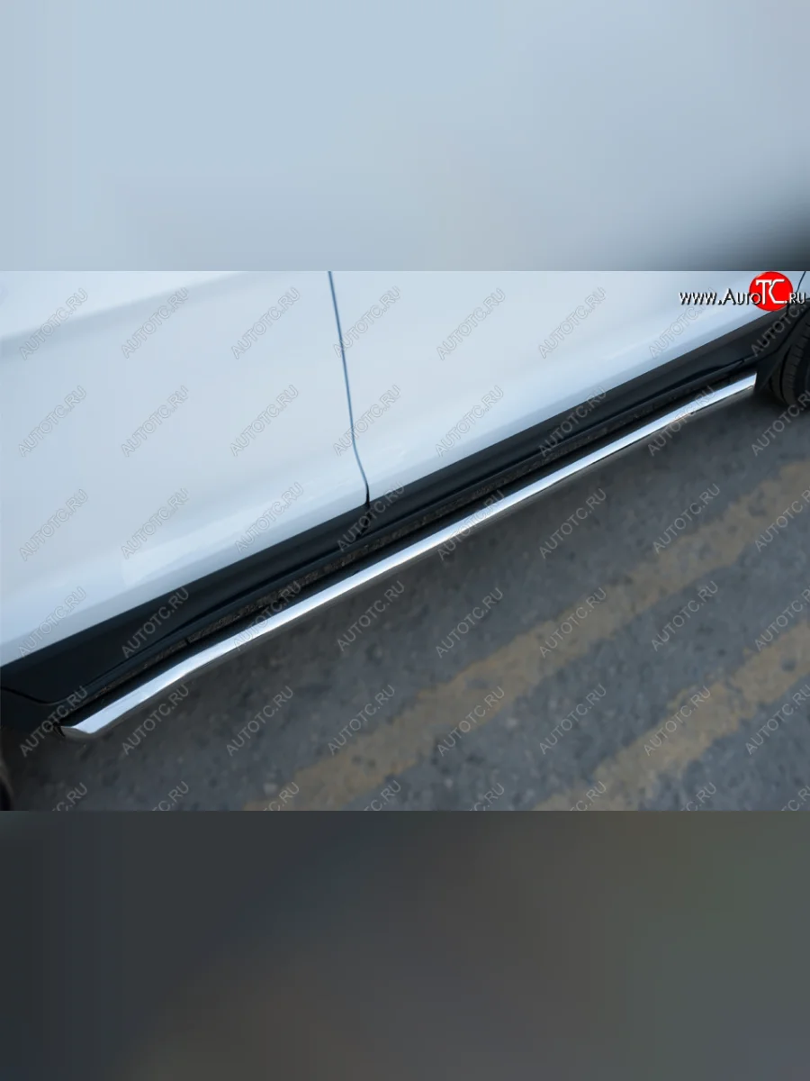 Защита порогов (труба D63 мм) SLITKOFF Ford EcoSport дорестайлинг (2013-2019) (Защита порогов с заглушками на торцах (вариант 2))  в Перми Пермском крае