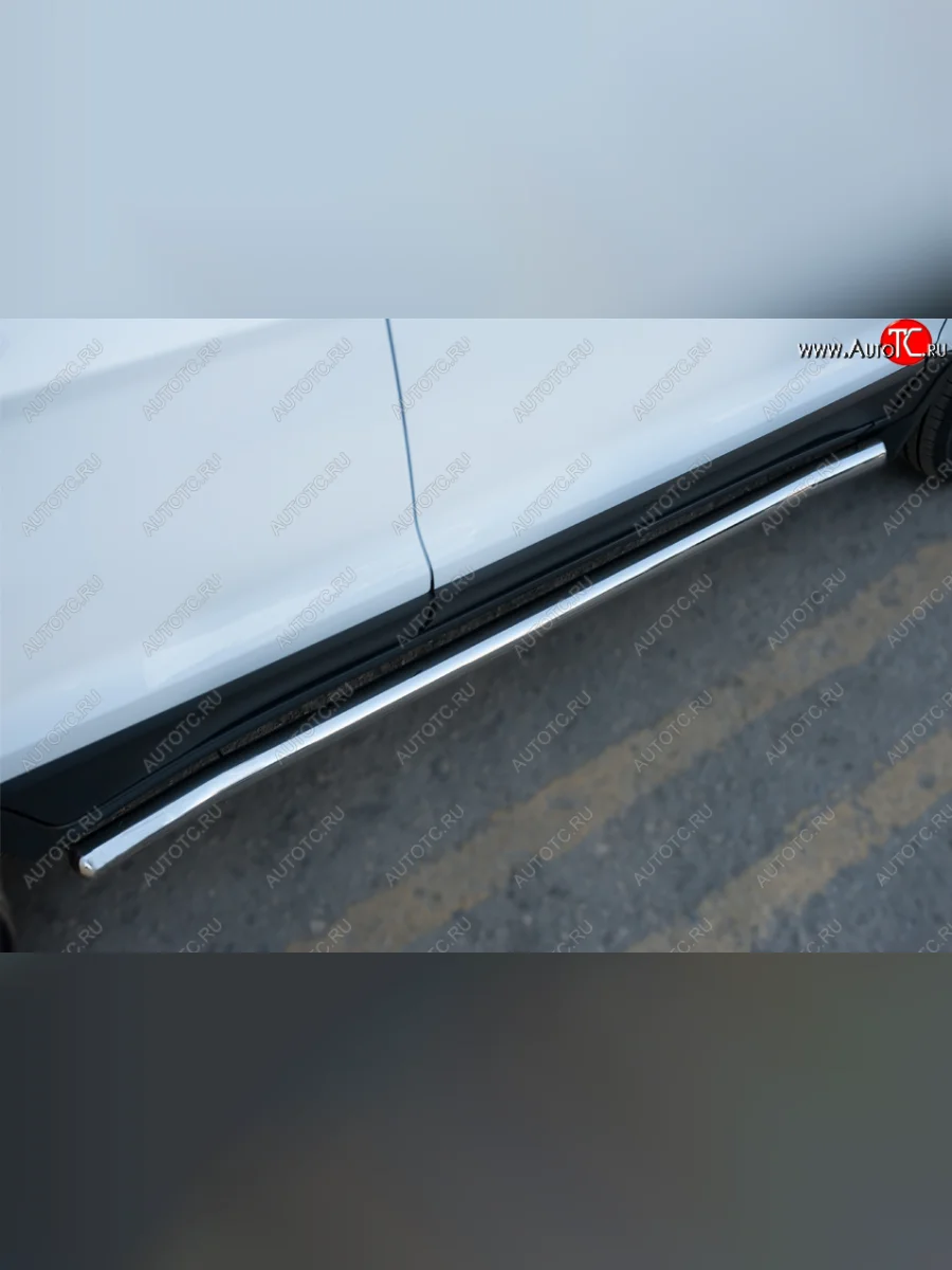 Защита порогов (труба D63 мм) SLITKOFF  Ford EcoSport (2013-2019) (Защита порогов с закругленными торцами (вариант 3))  в Самаре Самарской области