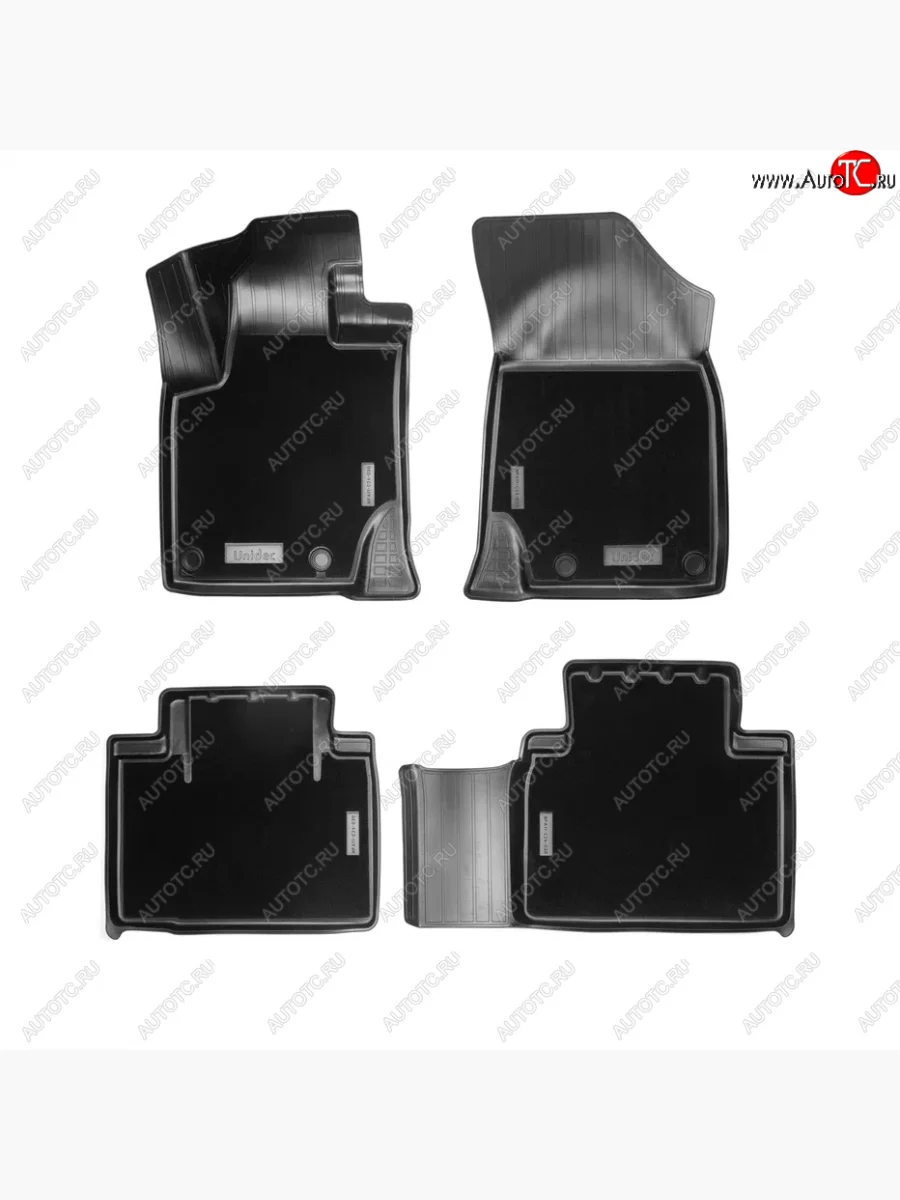 Комбинированые коврики салона Unidec (полиуретан с текстильным покрытием) Geely Atlas Pro NL3 (2019-2025) (Черный)  с доставкой в г. Керчь