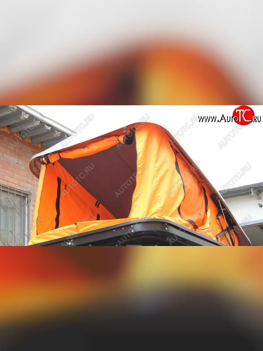 Багажный бокс-палатка Yuago Travel 2.0 (лето, 1000 л/230x160x35 см) на крышу Mazda CX-7 ER рестайлинг (2010-2012) (Белый бокс, тент оранжевый)  в Самаре Самарской области