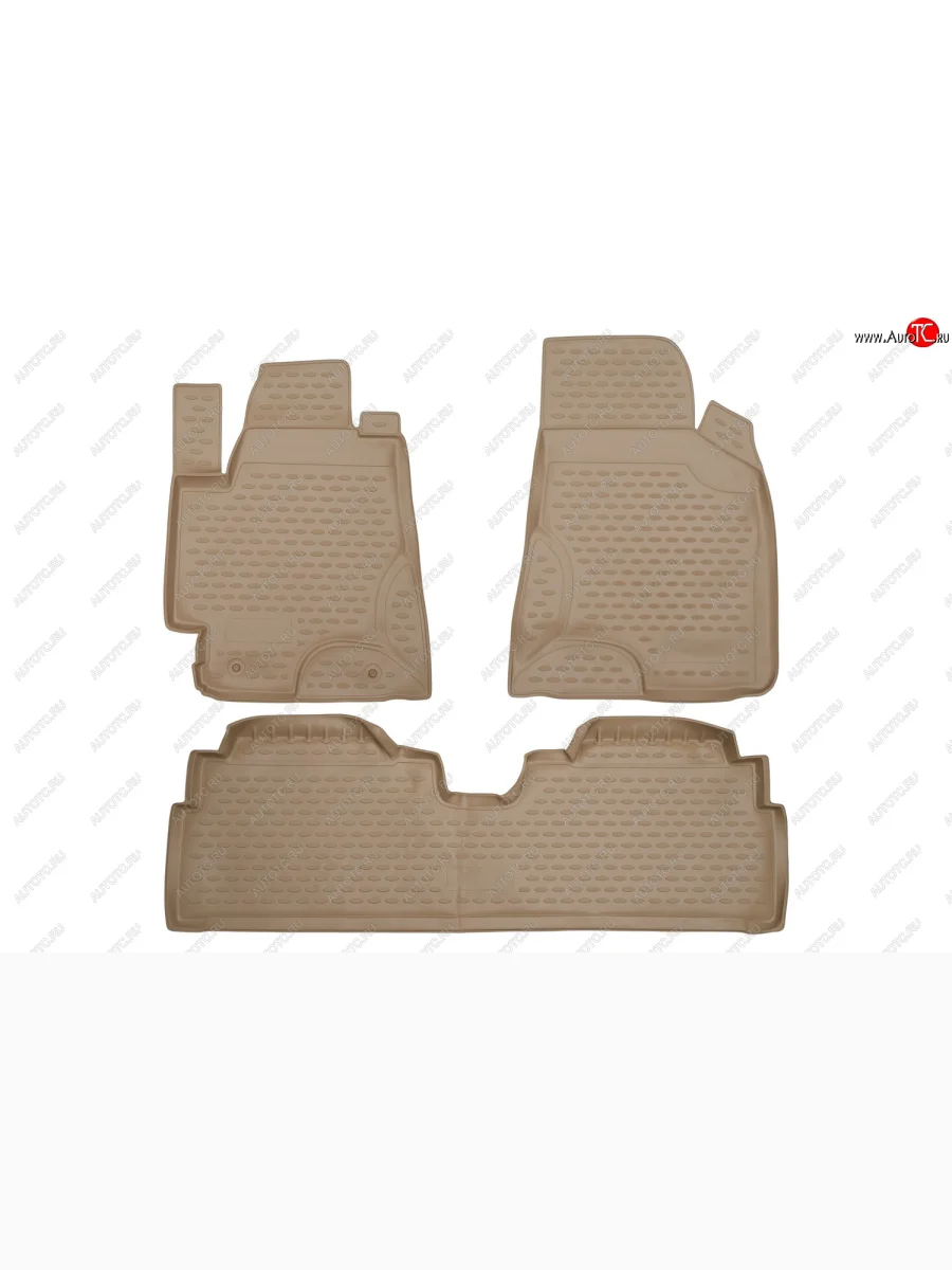 Коврики в салон Element 3 шт. (полиуретан)  Toyota  Highlander  XU20, Kluger  XU20 (Цвет: бежевый)  в Керчи Республика Крым