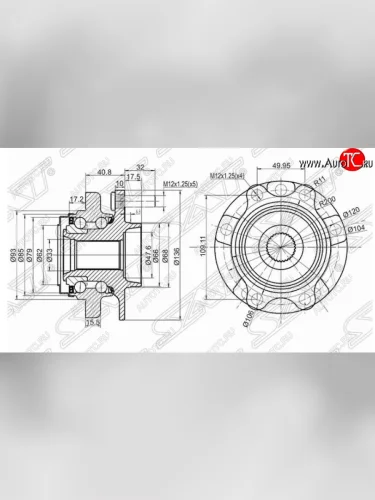 Ступичный узел SAT (в сборе) Nissan Teana  1 J31 (2005-2008) рестайлинг
