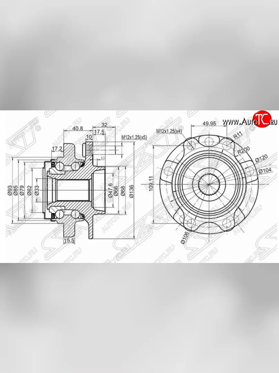Ступичный узел SAT (в сборе)  Nissan Teana (2005-2008) 1 J31  в Керчи Республика Крым