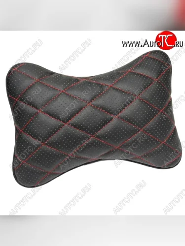 Подушка-косточка Lord Autofashion Ромб (Илана+Орегон) Ford S-Max 1 дорестайлинг (2006-2010) (Черный + Черный + Красный)