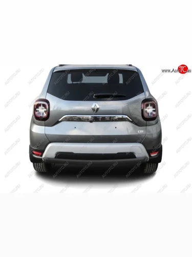 Защита заднего бампера Slitkoff (Ø57 мм) (Сталь окрашенная, цвет черный) Renault Duster  HM (2021-2024) рестайлинг