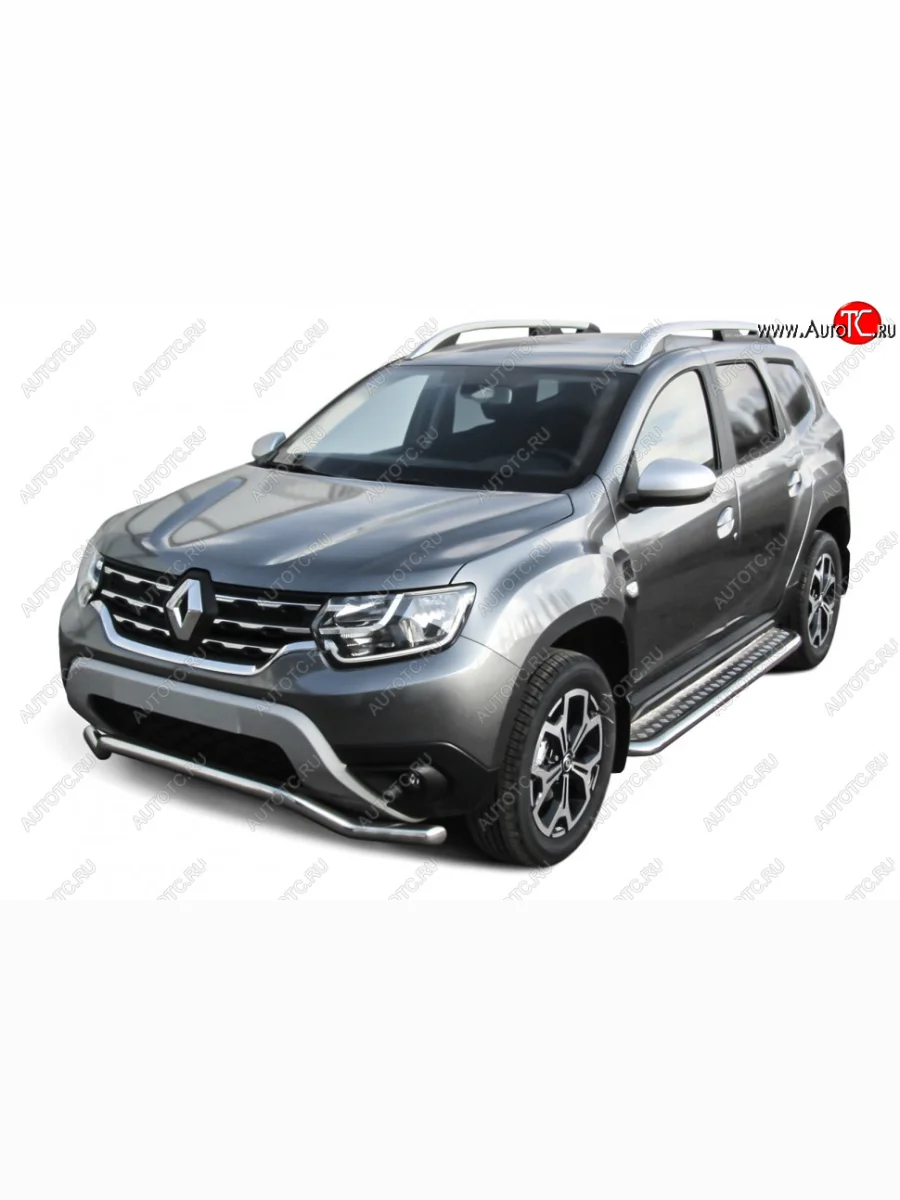 Защита переднего бампера Slitkoff (Ø57 мм, волна).  Renault Duster (2021-2024) HM (Полированная нержавейка)  в Самаре Самарской области