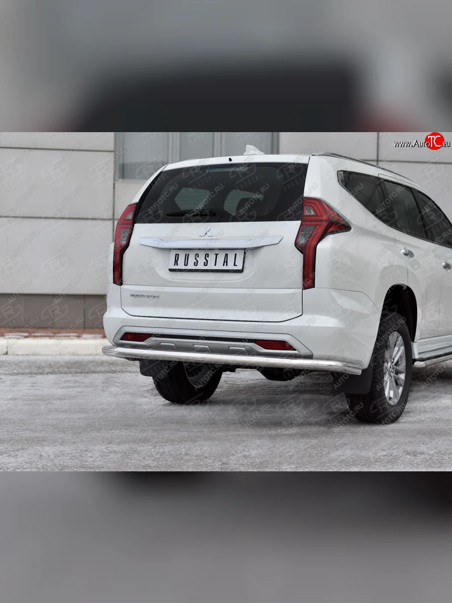 Защита заднего бампера SLITKOFF (Ø63 мм секции, нержавейка)  Mitsubishi Pajero Sport (2019-2022) QF  в Самаре Самарской области