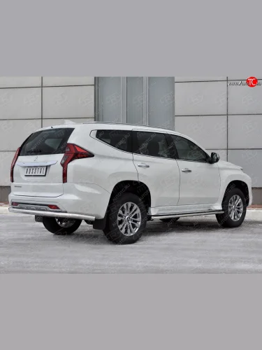 Защита заднего бампера (Ø76 мм, нержавейка) Mitsubishi Pajero Sport QF рестайлинг (2019-2022)