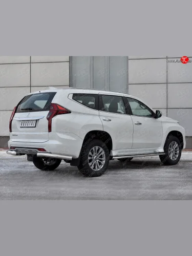 Защита заднего бампера (Ø76 мм уголки, нержавейка) Mitsubishi Pajero Sport QF рестайлинг (2019-2022)