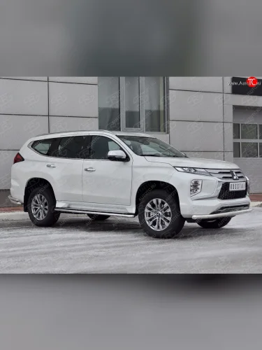 Защита переднего бампера SLITKOFF (Ø63 мм, нержавейка) Mitsubishi Pajero Sport  QF (2019-2022) рестайлинг