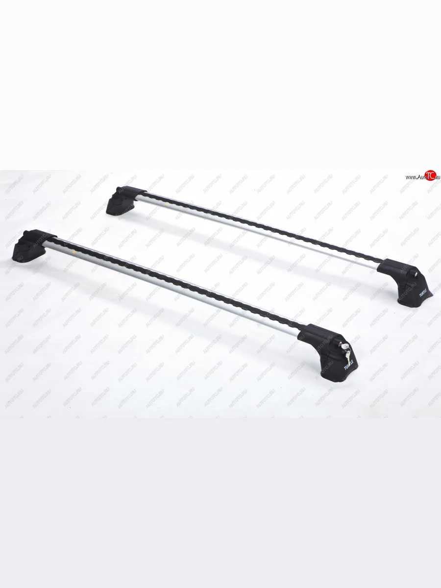 Универсальный багажник на крышу TURTLE Air3 (106 см, в штатные места с резьбовым соединением) Audi 80 B4 седан (1992-1996) (серебро)