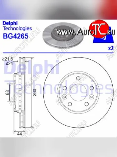 Передний тормозной диск на DELPHI (Ø280 мм, вентилируемый) Renault Fluence рестайлинг (2012-2016)
