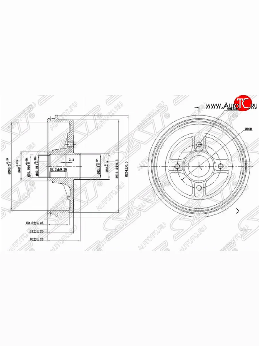 Барабан тормозной задний SAT Renault Logan 2 рестайлинг (2018-2025)  с доставкой в г. Керчь