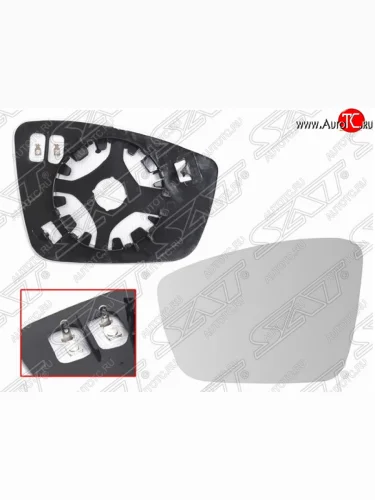 Левое полотно зеркала SAT (асферическое, с обогревом) Skoda Rapid ( NH3,  NH1) (2012-2020), Volkswagen Polo ( Mk5 6R,6C,61,  Mk6) (2009-2022)