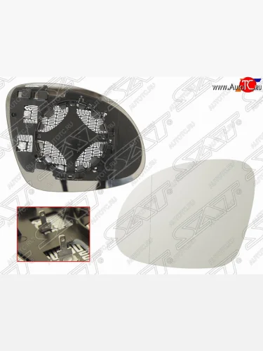 Левое полотно зеркала (асферическое, с обогревом) SAT Skoda Yeti (2009-2013)