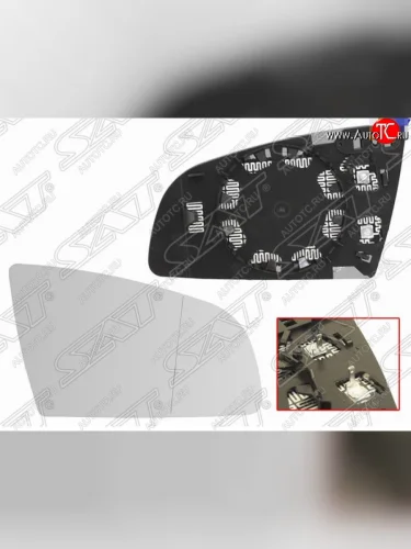 Правое полотно зеркала SAT (асферическое с обогревом) Audi A6 C6 дорестайлинг, универсал (2004-2008)