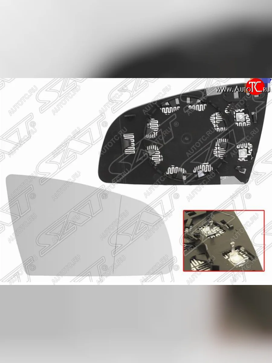 Правое полотно зеркала SAT (асферическое с обогревом) Audi A6 C6 дорестайлинг, универсал (2004-2008)  с доставкой в г. Керчь