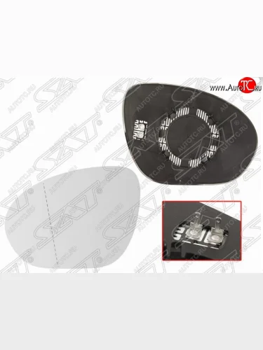 Левое полотно зеркала SAT (сферическое с обогревом) Nissan Juke  1 YF15 (2010-2014) дорестайлинг