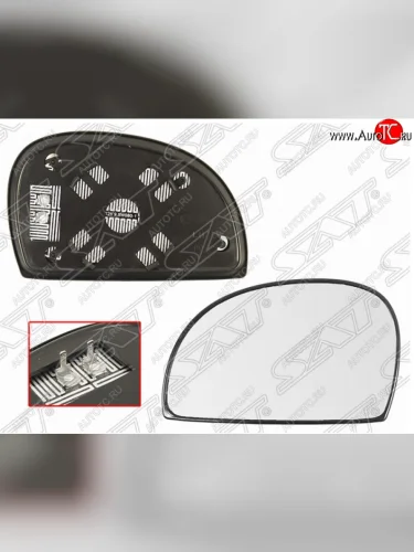 Левое полотно зеркала SAT (сферическое с обогревом) Hyundai Accent  2 LC (1999-2012) седан дорестайлинг (ТагАЗ)