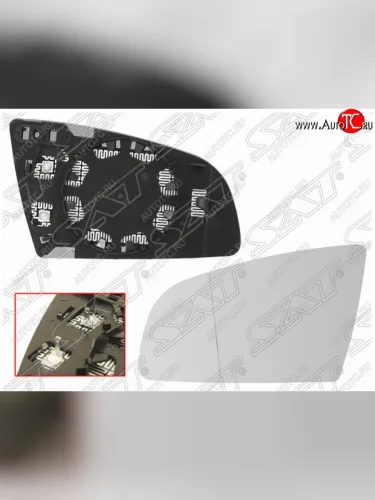 Левое полотно зеркала SAT (асферическое с обогревом) Audi A6 C6 дорестайлинг, универсал (2004-2008)