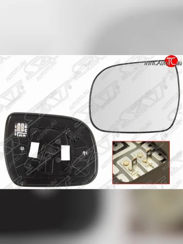 Левое полотно зеркала SAT (с обогревом) Toyota Highlander  XU40 (2007-2013) дорестайлинг, рестайлинг