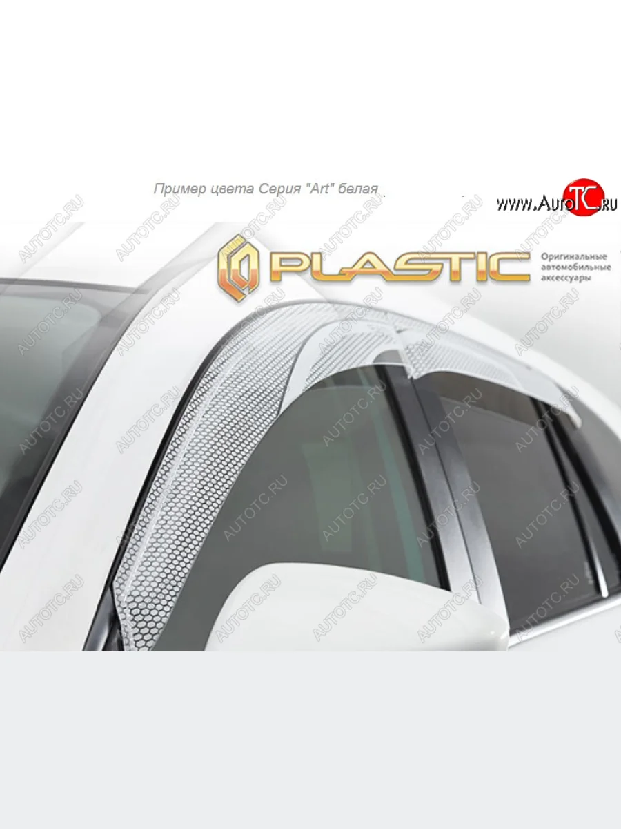 Дефлектора окон CA-Plastic  Mitsubishi L200 (2018-2022) 5 KK,KL (Серия Арт белая, Без хром. молдинга)  в Керчи Республика Крым