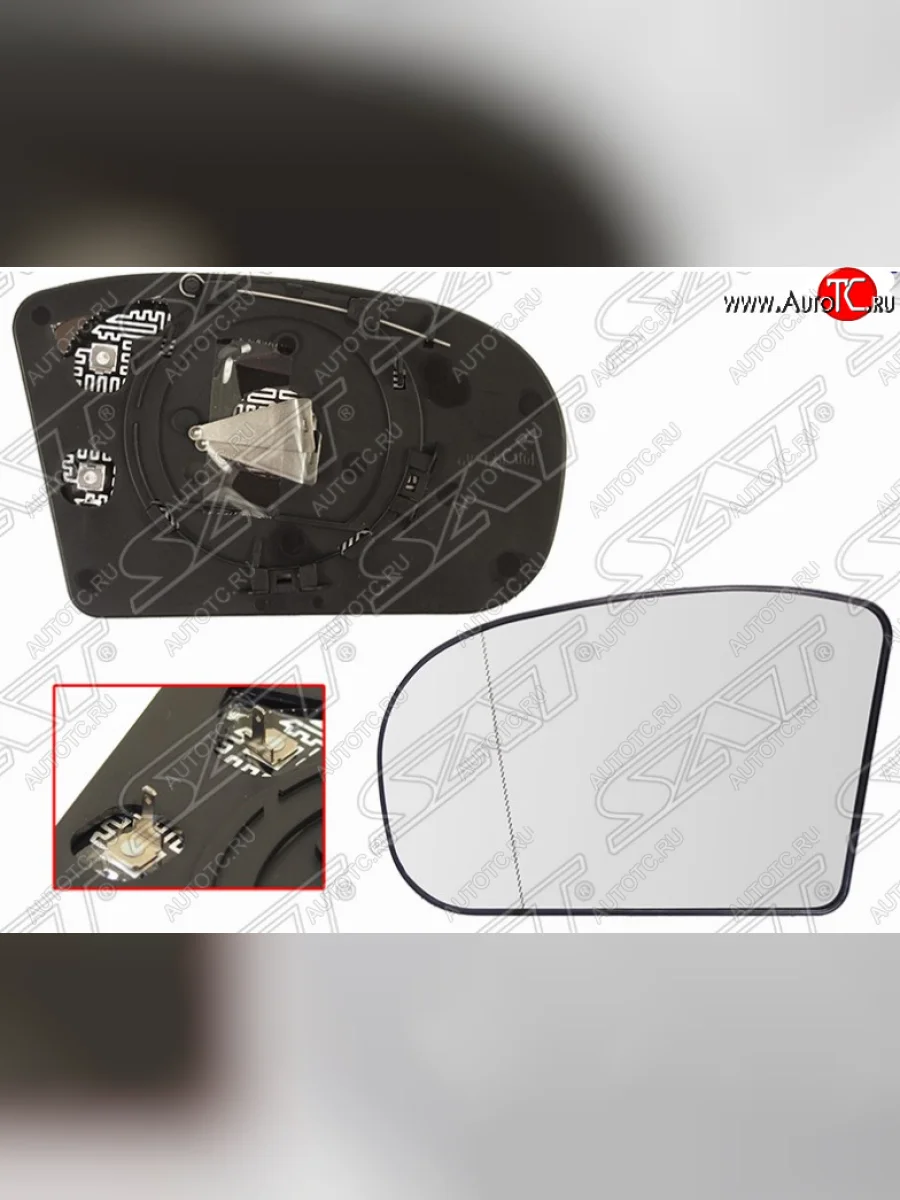 Левое полотно зеркала SAT (асферическое с обогревом) Mercedes-Benz C-Class W203 дорестайлинг седан (2000-2004)  в Самаре Самарской области