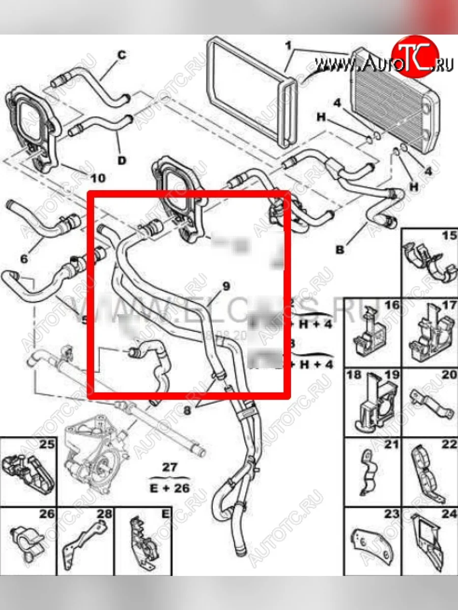 Патрубок радиатора печки PEUGEOT-CITROEN Peugeot Boxer 250 (2006-2014)  в Воронеже Воронежской области